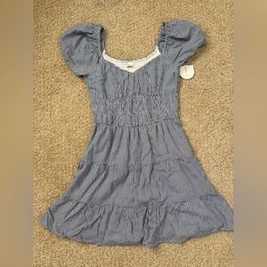 Hollister Blue Checkered Midi Dress